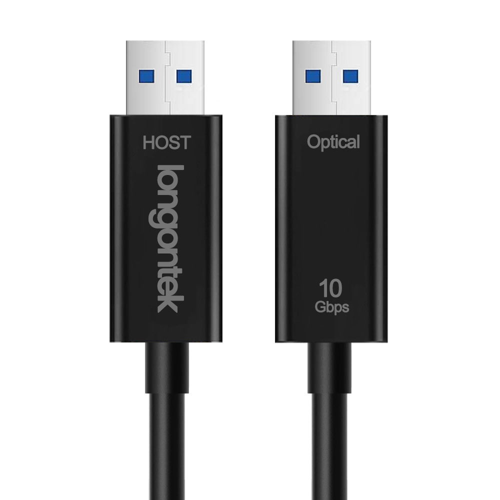 珑光光纤USB3.1 TypeA公对公延长线向下兼容版10Gbps带宽15米